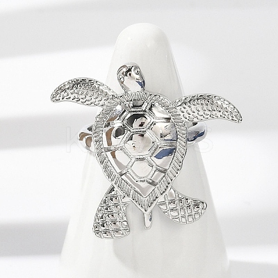 Sea Turtle Brass Cuff Rings for Women RJEW-A059-06P-1