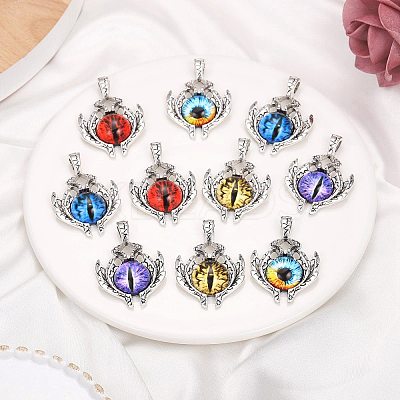 10Pcs 4 Colors Glass Pendants FIND-SZ0002-99-1