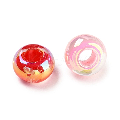 UV Plating Rainbow Iridescent Acrylic European Beads MACR-P040-10-1