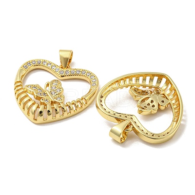 Rack Plating Brass Micro Pave Cubic Zirconia Pendants KK-F869-17G-1