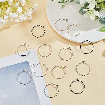 30Pcs 5 Colors Ion Plating(IP) 316 Surgical Stainless Steel Hoop Earrings Findings STAS-UN0030-95-1