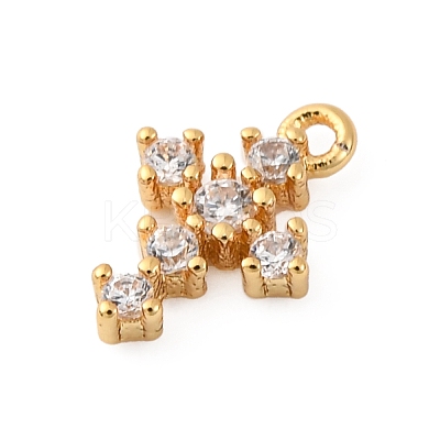 Brass Micro Pave Clear Cubic Zirconia Charms KK-V016-22D-G-1
