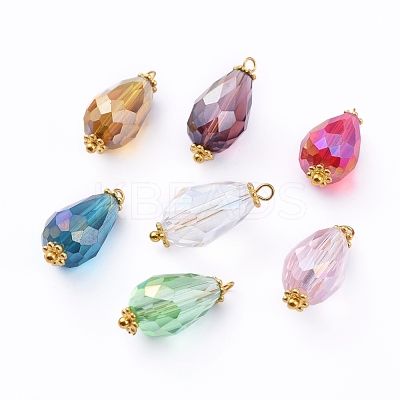 Electroplate Faceted Glass Pendants X-PALLOY-JF00453-M-1