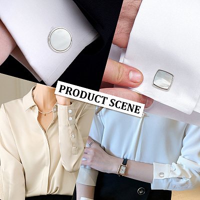 2 Pairs 2 Styles Natural Shell Cufflinks for Men FIND-WR0010-95-1