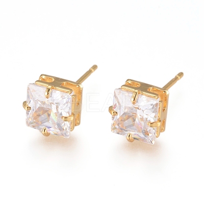 Brass Stud Earrings EJEW-L245-005G-1
