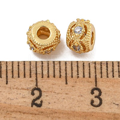 Rack Plating Brass Micro Pave Clear Cubic Zirconia Beads KK-U030-16G-1