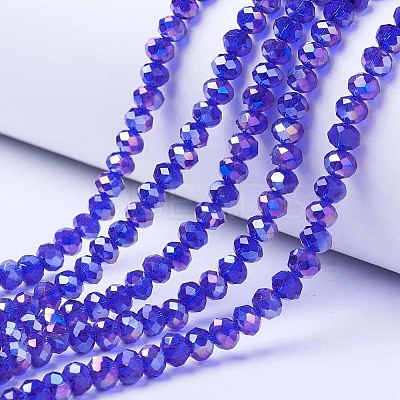 Electroplate Glass Beads Strands X-EGLA-A034-T8mm-B15-1