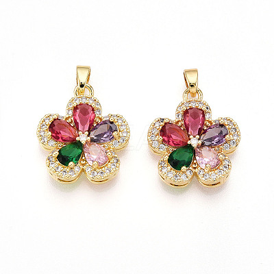 Brass Micro Pave Cubic Zirconia Pendants LS-KK-N257-34G-1