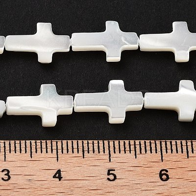 Natural White Mother of Pearl Shell Cross Beads Strands X-SSHEL-F0812C-1