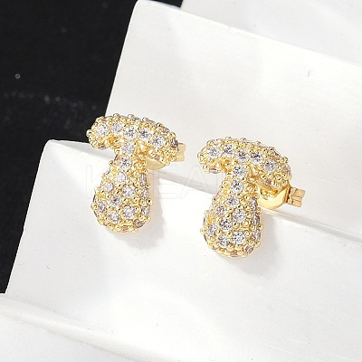 Brass Micro Pave Cubic Zirconia Stud Earrings EJEW-Z091-04G-T-1