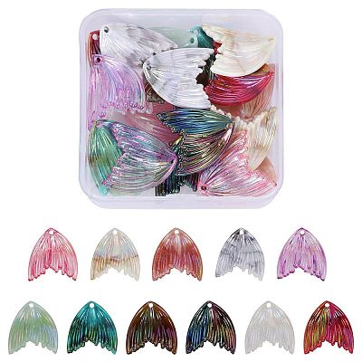 22 Pieces Resin Pendant Phantom Colorful Gradient Fish Tail Pendant Handmade Ear Studs and Earring Accessories(11 styles) JX638A-1