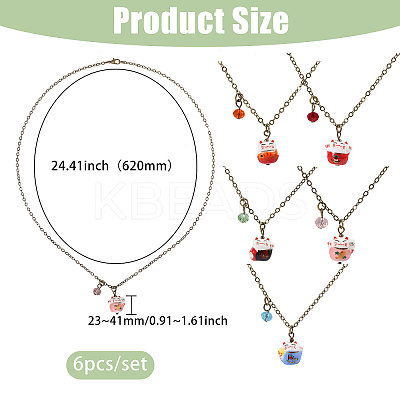 6Pcs Brass Necklaces NJEW-CA00002-1