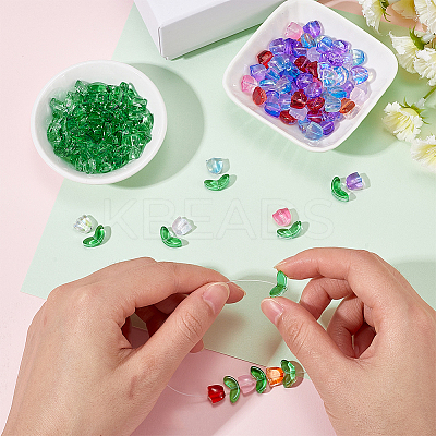 200Pcs 2 Styles Spray Painted Transparent Glass Beads GLAA-SP0001-08-1