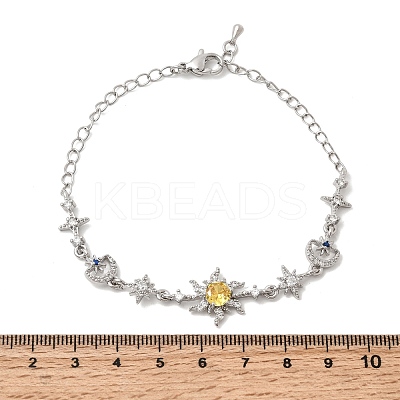 Brass Micro Pave Cubic Zirconia Link Bracelets BJEW-H639-06P-1