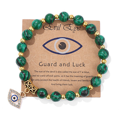 Synthetic Malachite Round Beads Stretch Bracelets FS-WG18FCB-03-1-1