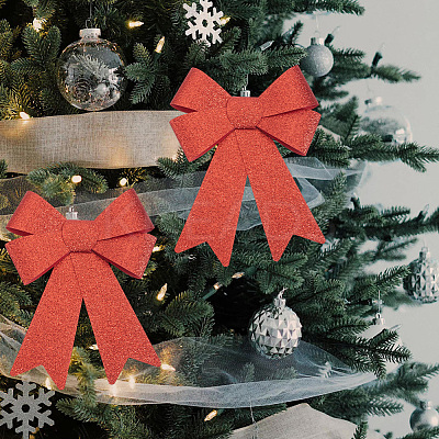 Christmas PVC Glitter Bowknot AJEW-SP0003-72B-01-1
