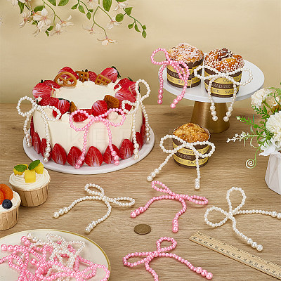 16Pcs 2 Colors Acrylic Imitation Pearl Bowknots Ornament Accessories DIY-FG0008-64-1