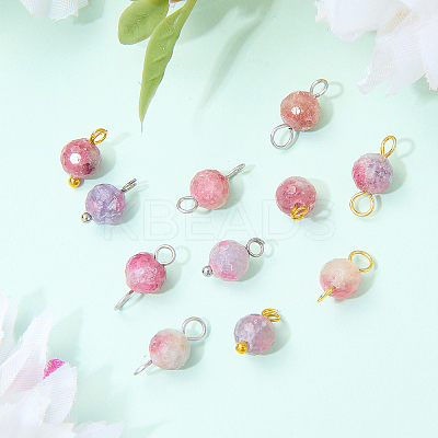 16Pcs 4 Styles October Birthstone Natural Plum Blossom Tourmaline Pendant and Connector Charms PALLOY-SW00115-1