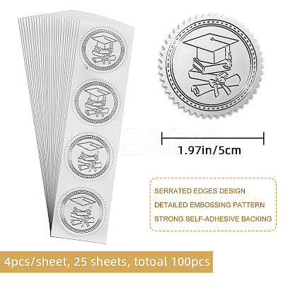 Plastic Silver Foil Embossed Picture Sticker DIY-WH0336-003-1
