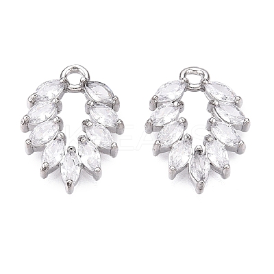 Brass Micro Pave Clear Cubic Zirconia Pendants KK-T060-33P-RS-1