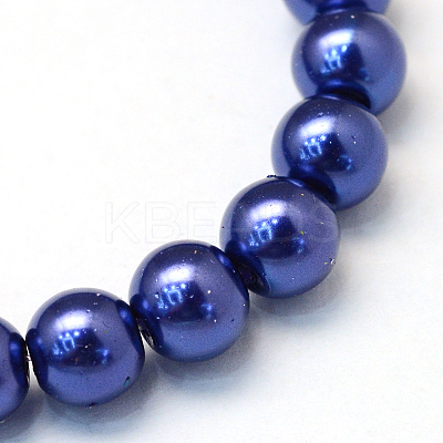 Baking Paint Pearlized Glass Pearl Round Bead Strands HY-Q330-8mm-19-1