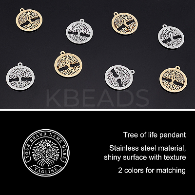 16Pcs 2 Colors 304 Stainless Steel Pendants STAS-UN0023-39-1