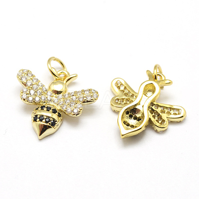 Brass Micro Pave Grade AAA Cubic Zirconia Charms ZIRC-P072-02G-NR-1