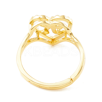 Real 18K Gold Plated Brass Alphabet Adjustable Rings RJEW-M139-18R-1