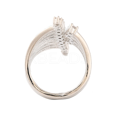 Brass Micro Pave Clear Cubic Zirconia Open Cuff Rings RJEW-U009-08P-03-1
