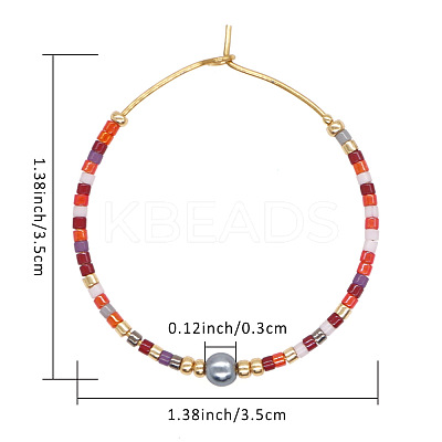 Bohemian Handmade Glass Beaded Hoop Earrings RN1446-6-1