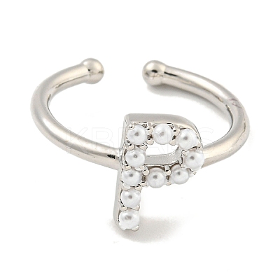 Rack Plating Brass Open Cuff Rings for Women RJEW-F162-01P-P-1