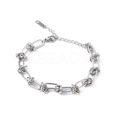 Non-Tarnish 304 Stainless Steel Oval & Knot Link Chain Bracelets for Men Women BJEW-G669-17P-1