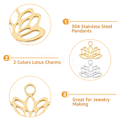 40Pcs 2 Colors 304 Stainless Steel Charms STAS-DC0014-34-1