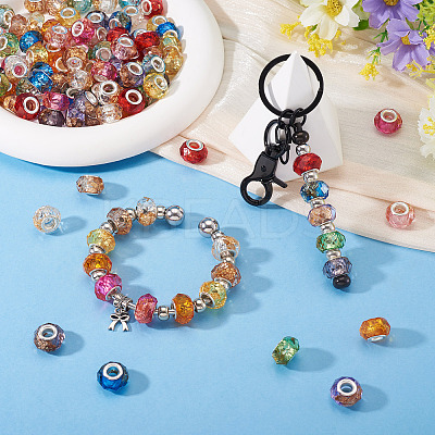84Pcs 12 Colors Transparent Resin Rondelle European Beads RESI-TA0004-73-1
