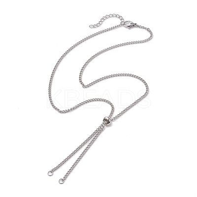 Tarnish Resistant Adjustable 304 Stainless Steel Curb Chains Necklaces Making AJEW-JB01214-01-1