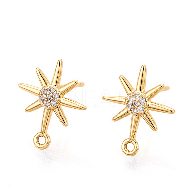 Brass Micro Pave Cubic Zirconia Stud Earrring Findings KK-N263-22G-1