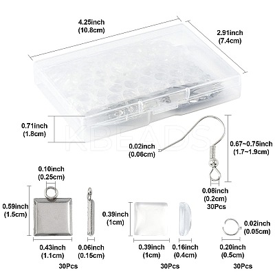 DIY Square Dangle Earring Making Kits DIY-FS0009-17-1