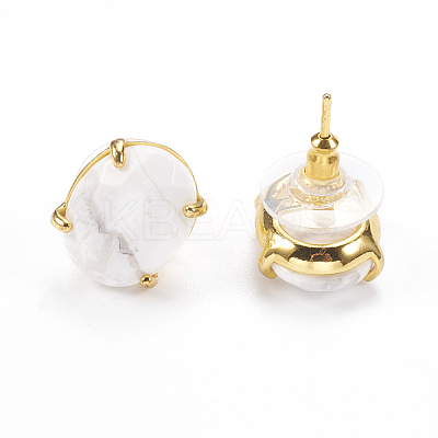 Natural Howlite Stud Earrings EJEW-L196-04C-1