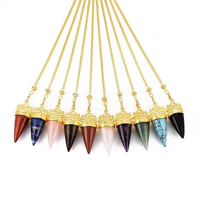 Natural & Synthetic Mixed Gemstone Cone Dowsing Pendulums G-T142-41-1