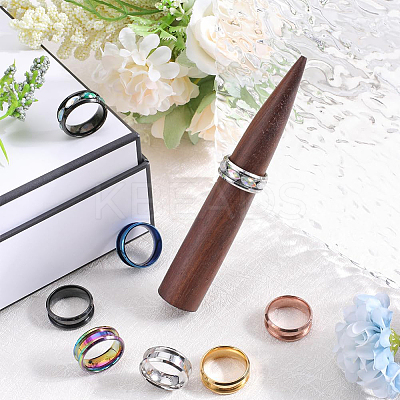 12Pcs 6 Colors 201 Stainless Steel Grooved Finger Ring Settings RJEW-SC0001-01A-1