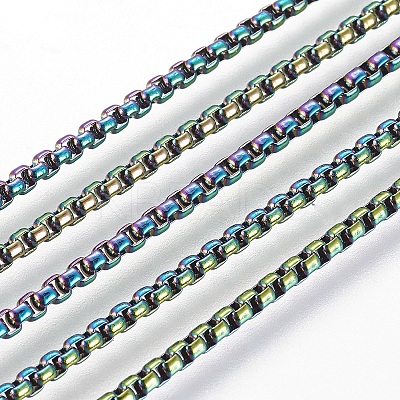 Ion Plating(IP) 304 Stainless Steel Box Chain Necklaces NJEW-P251-02B-1