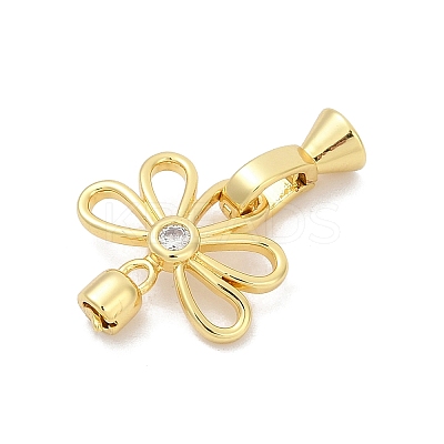 Brass Micro Pave Clear Cubic Zirconia Fold Over Clasps KK-M311-20G-1