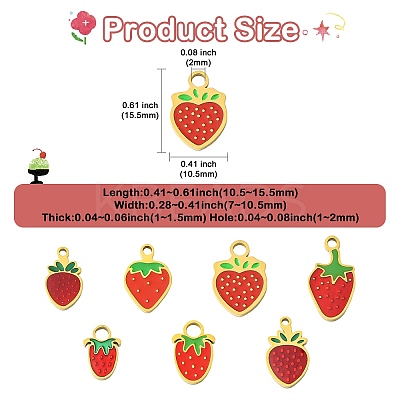 14Pcs 7 Styles 304 Stainless Steel Enamel Pendants STAS-CJ0002-95-1