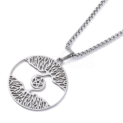 Non-Tarnish 201 Stainless Steel Pendant Necklaces NJEW-C042-07P-1