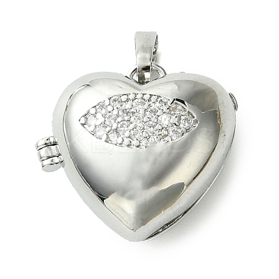 Rack Plating Brass Micro Pave Clear Cubic Zirconia Pendants KK-G501-15B-P-1