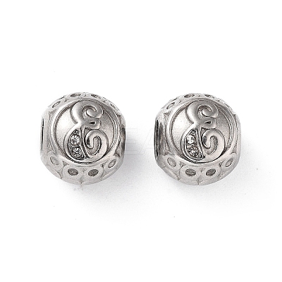 304 Stainless Steel Rhinestone European Beads STAS-A092-10E-P-1