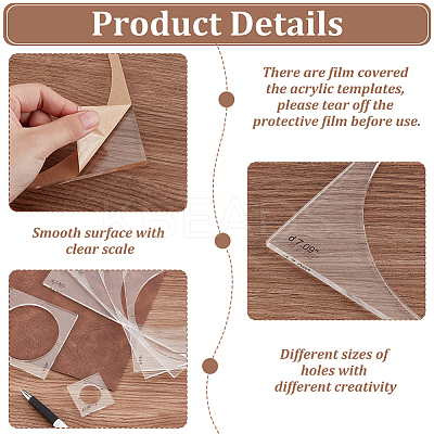 Transparent Acrylic Sewing Measuring Tool Set AJEW-WH0554-09A-1