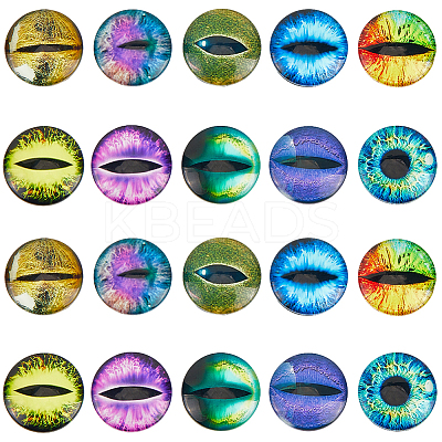 20Pcs 10 Styles Luminous Self Adhesive Glass Eyes Cabochons GGLA-SP0001-06-1