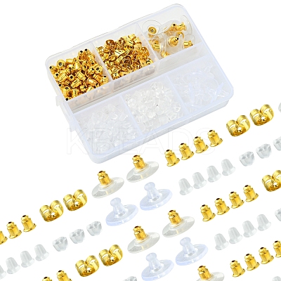 6 Styles Brass Bullet Clutch Bullet Clutch Earring Backs with Pad FIND-FS0003-08G-1