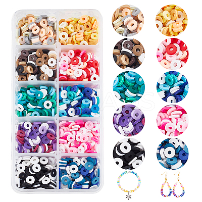 2500Pcs 10 Colors Handmade Polymer Clay Beads Strands CLAY-AR0001-24B-1